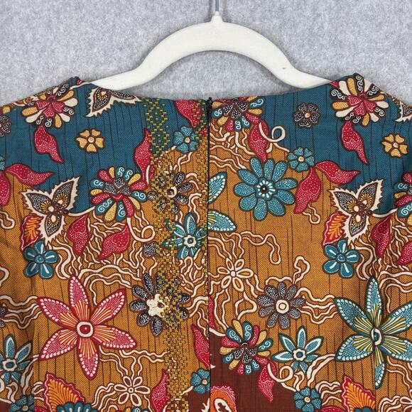 Dewi Fortuna Tunic Top XXL Batik Floral Textured Artsy Gypsy Bali Print Boho - Picture 10 of 12
